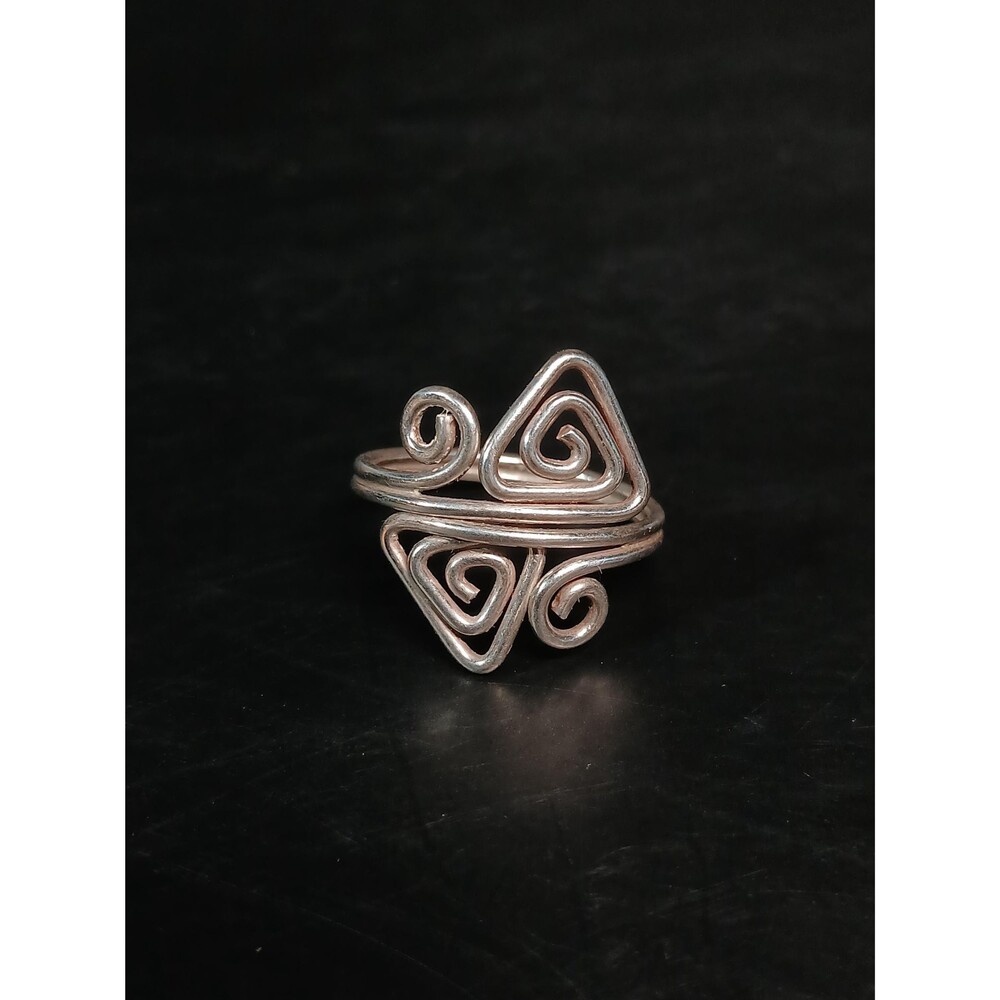 Sterling Silver 925 Mexican Geometric Swirl Ring Size 8